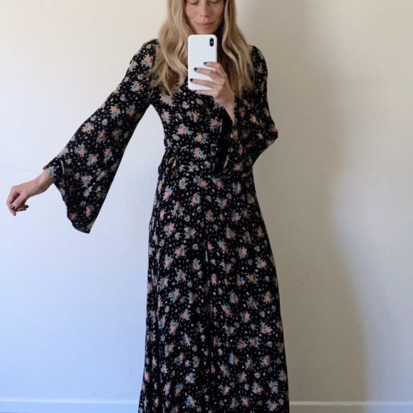 Tree Of Life boho wrap dress with bell sleeves. - Picture 3 of 5